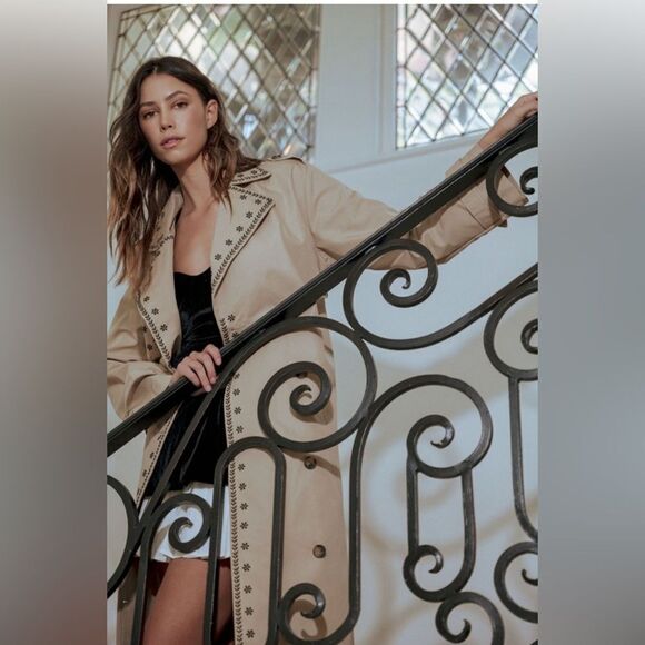 926. DOUBLE BREASTED EMBROIDERED TRENCHCOAT - Picture 12 of 13